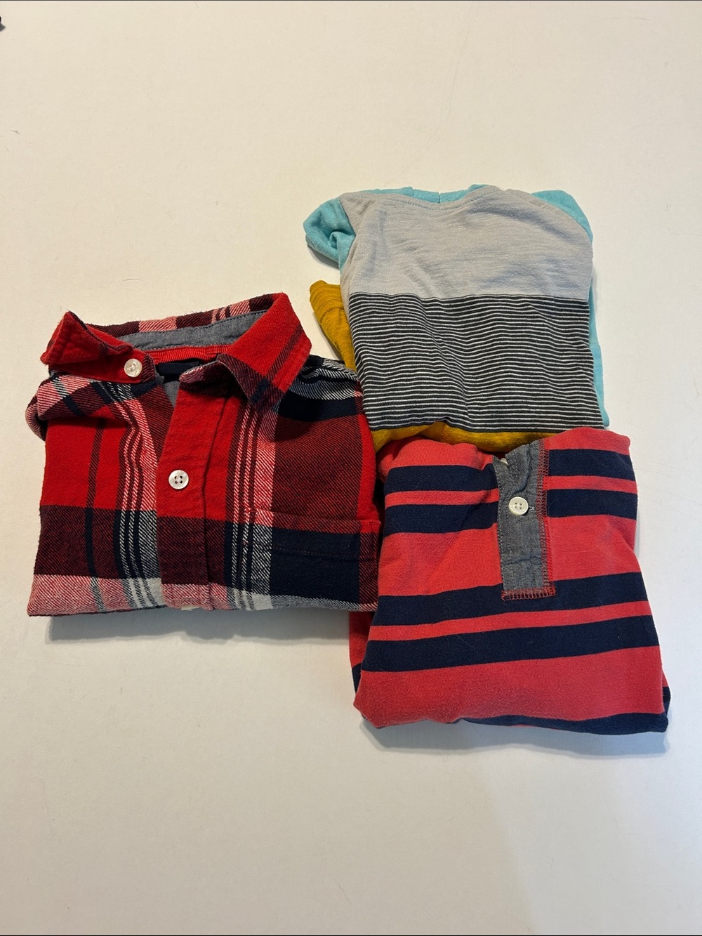Boy's Bundle 4T 5T Long Sleeve Button Down Top Hooded Top Shirt Stripes Plaid